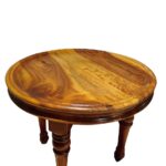 طاولة قهوة جانبية دائرية من الخشب الصلب (Round Wooden Side Table)