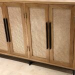 لقطة زاوية لبوفيه الخشب والخيزران المودرن (Perspective View of Wood & Cane Buffet)