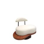 كرسي مفرد مودرن بقماش بوكلي بقاعدة خشبية (Bouclé Accent Chair)