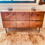 وحدة أدراج / بوفيه خشب صلب برجل معدنية (Industrial Wooden Dresser / Credenza)
