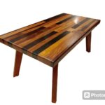 طاولة قهوة مستطيلة بتصميم شرائح الخشب الطبيعي المتقاطعة (Coffee Table)